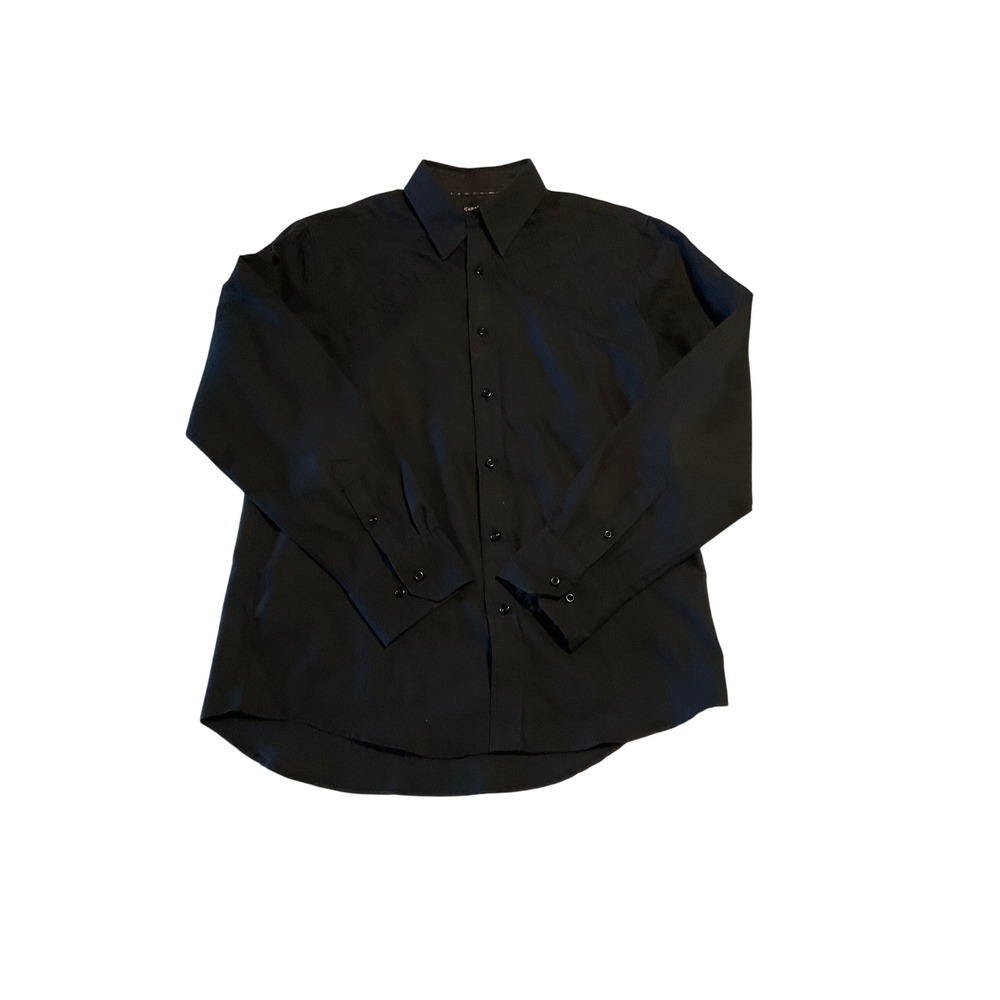 J.Campbell Los Angeles men's Western cotton button shirt black embroidered M